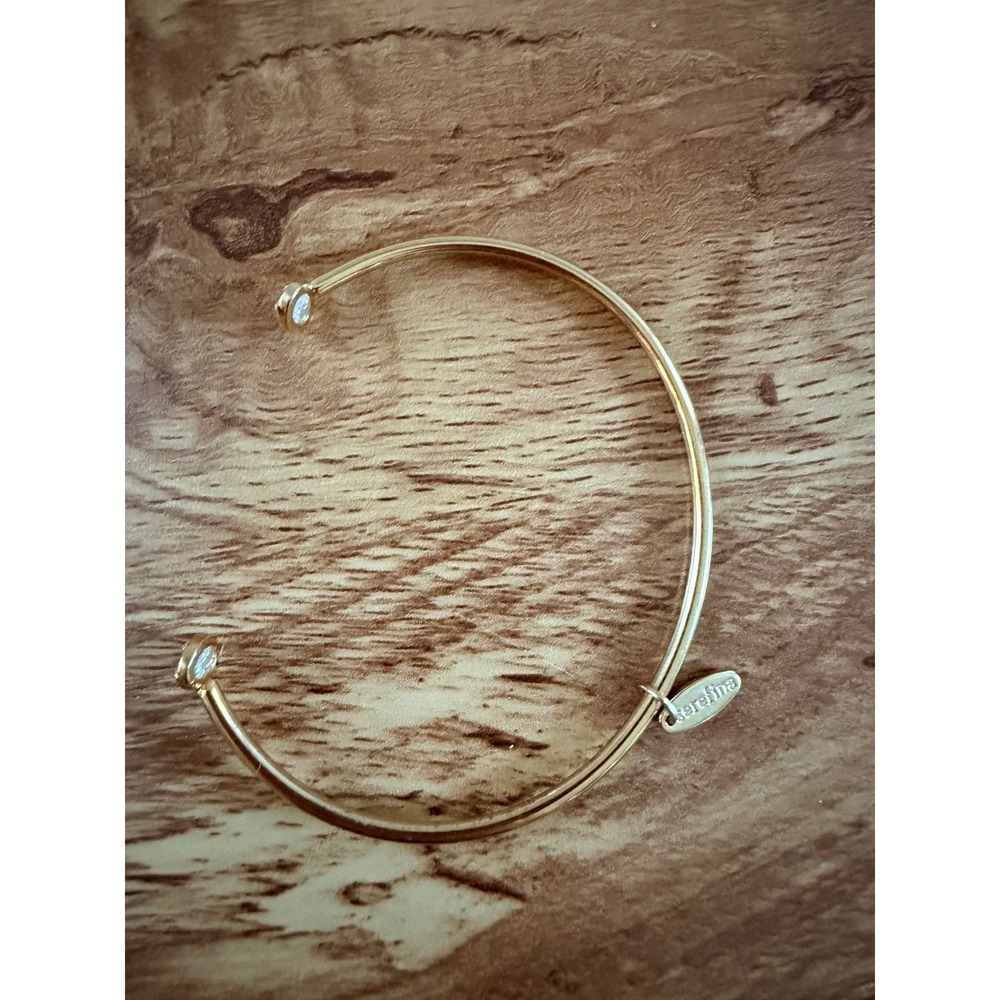 Serefina Gold Tone Open Cuff Bracelet Crystal Oval Terminals OS